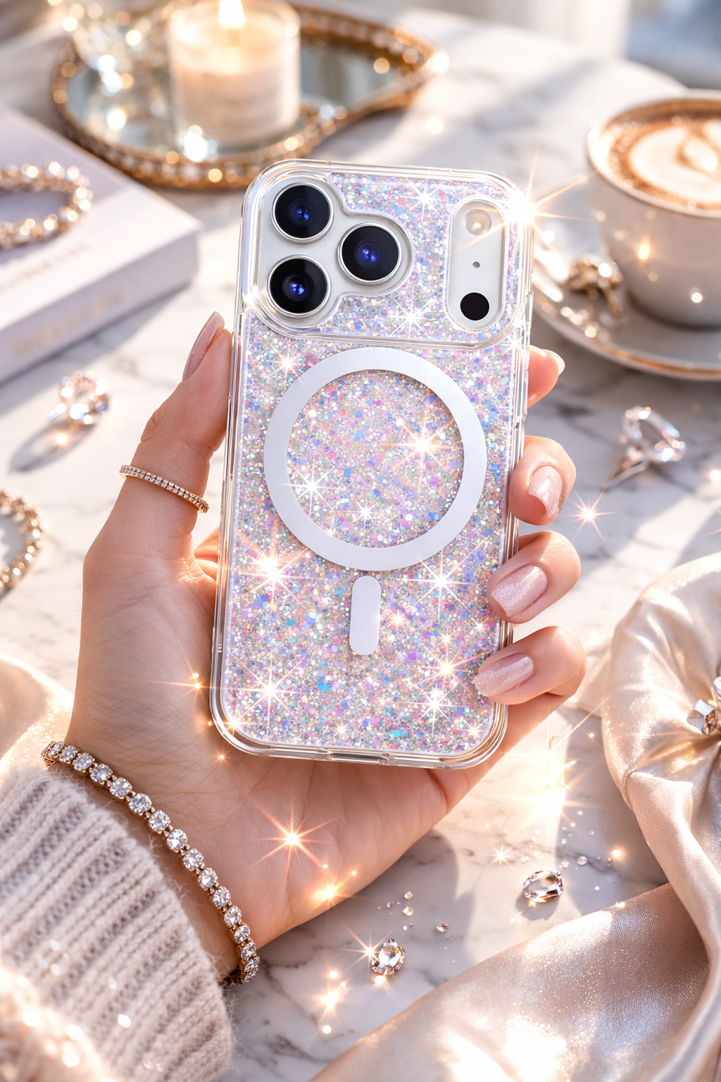 Sparkle Glitter MagSafe iPhone Case – Shockproof Cover with Built-In Magnetic Protection & 1.5m Drop Resistance | Free UK Shipping