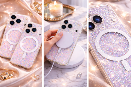 Sparkle Glitter MagSafe iPhone Case – Shockproof Cover with Built-In Magnetic Protection & 1.5m Drop Resistance | Free UK Shipping