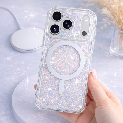 Sparkle Glitter MagSafe iPhone Case – Shockproof Cover with Built-In Magnetic Protection & 1.5m Drop Resistance | Free UK Shipping