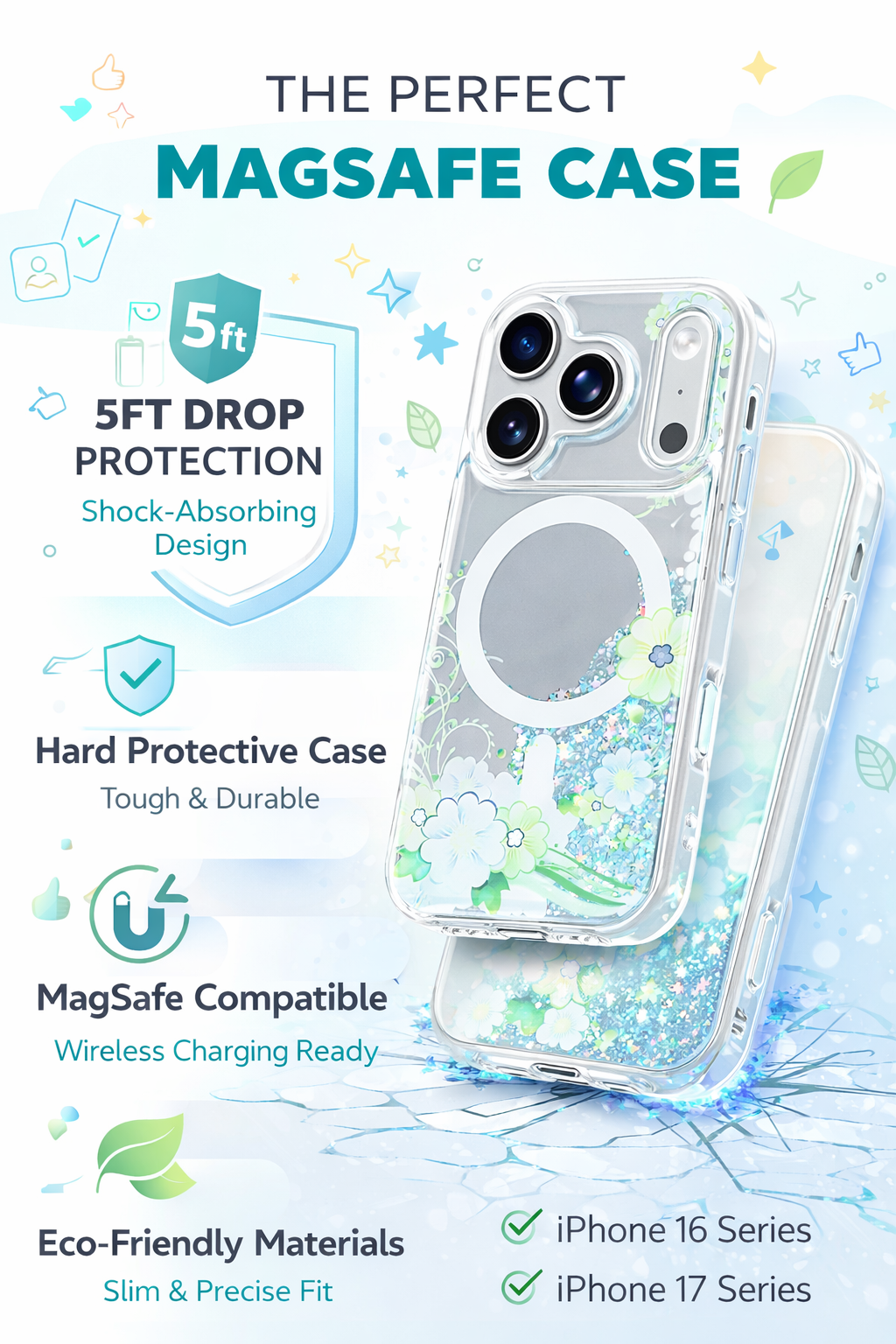 iPhone 16 & 17 Series Glitter Mirror Phone Case – Eco-Friendly Protector | Free UK Shipping - VanTix Phone Case Protection Ltd