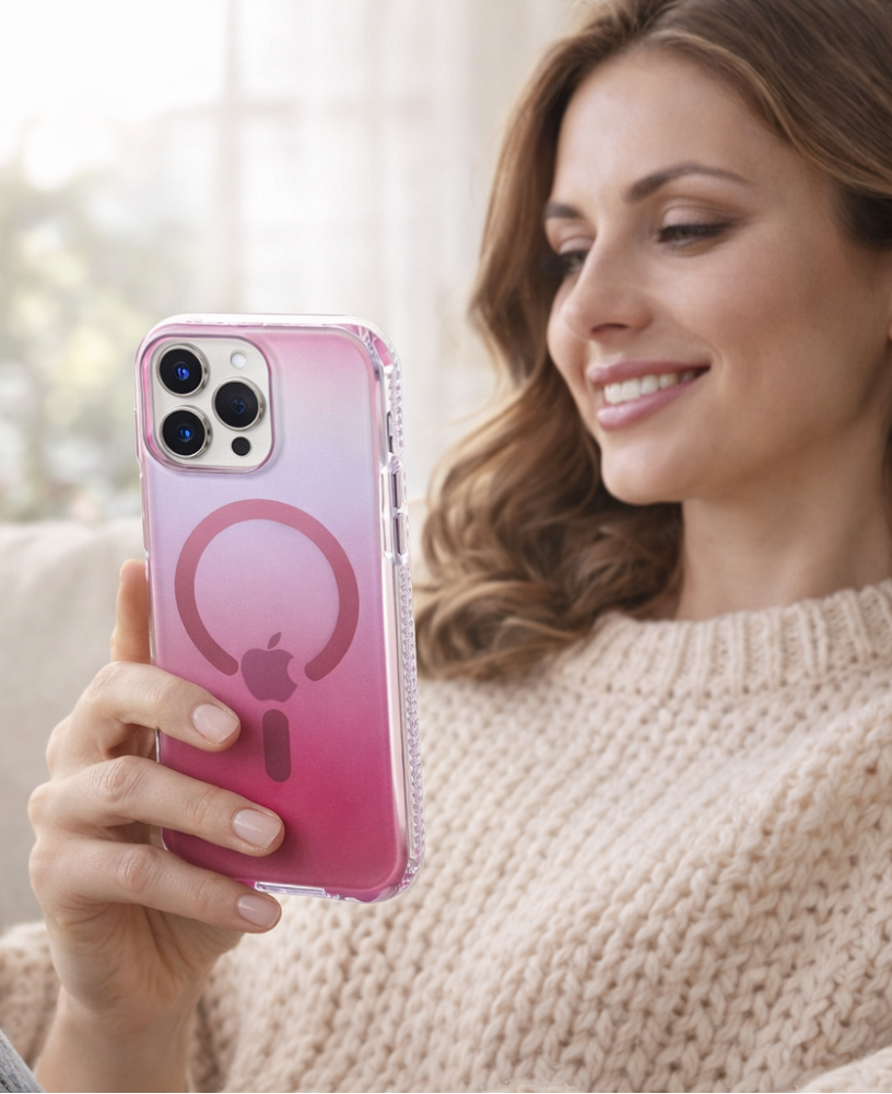 Pink Clear iPhone 17 Pro Max & 17 Pro Phone Case MagSafe Wireless Charging | Free UK Shipping