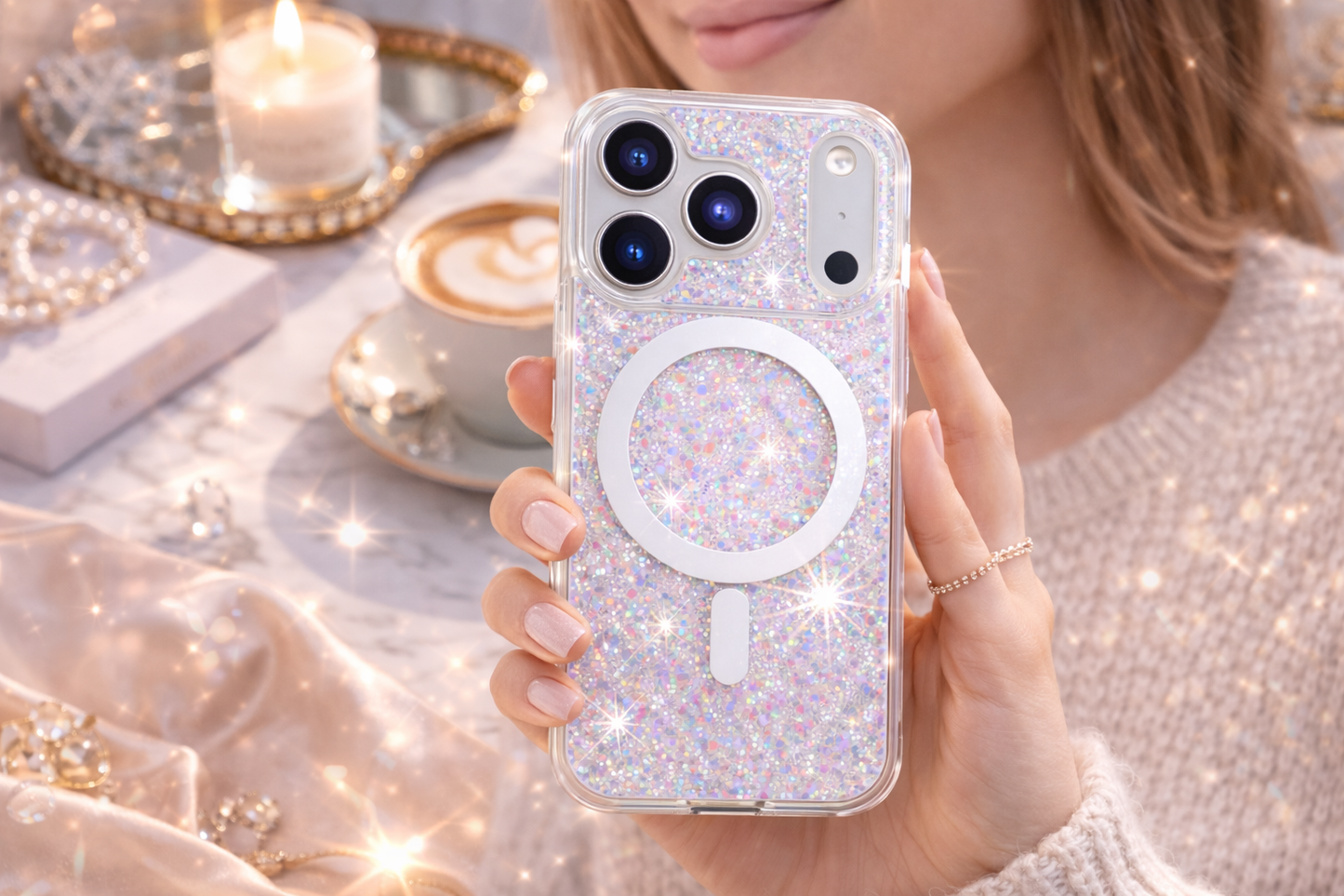 Sparkle Glitter MagSafe iPhone Case – Shockproof Cover with Built-In Magnetic Protection & 1.5m Drop Resistance | Free UK Shipping